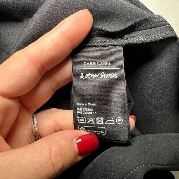 &‎ Other Stories Black Mini Dress Mock Neck Cut Out Short Sleeve Bodycon Luxury - Picture 8 of 16